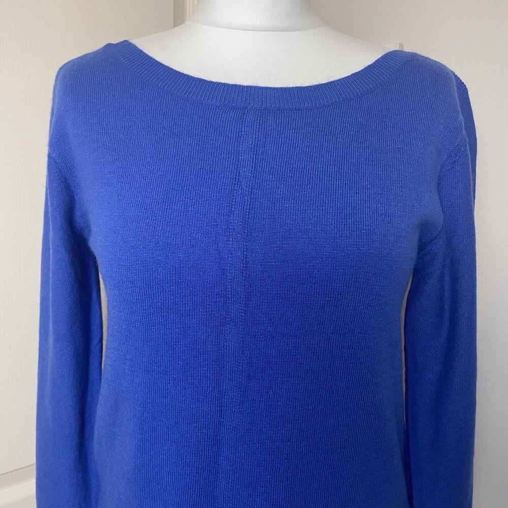 White Stuff Jumper Size 10 Lambswool Cashmere Blend Merlot Blue Xmas Festive - Picture 2 of 13